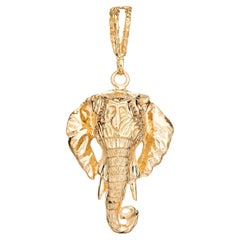 Elephant Pendant Vintage 14k Yellow Gold Diamond Eyes Estate Animal Jewelry