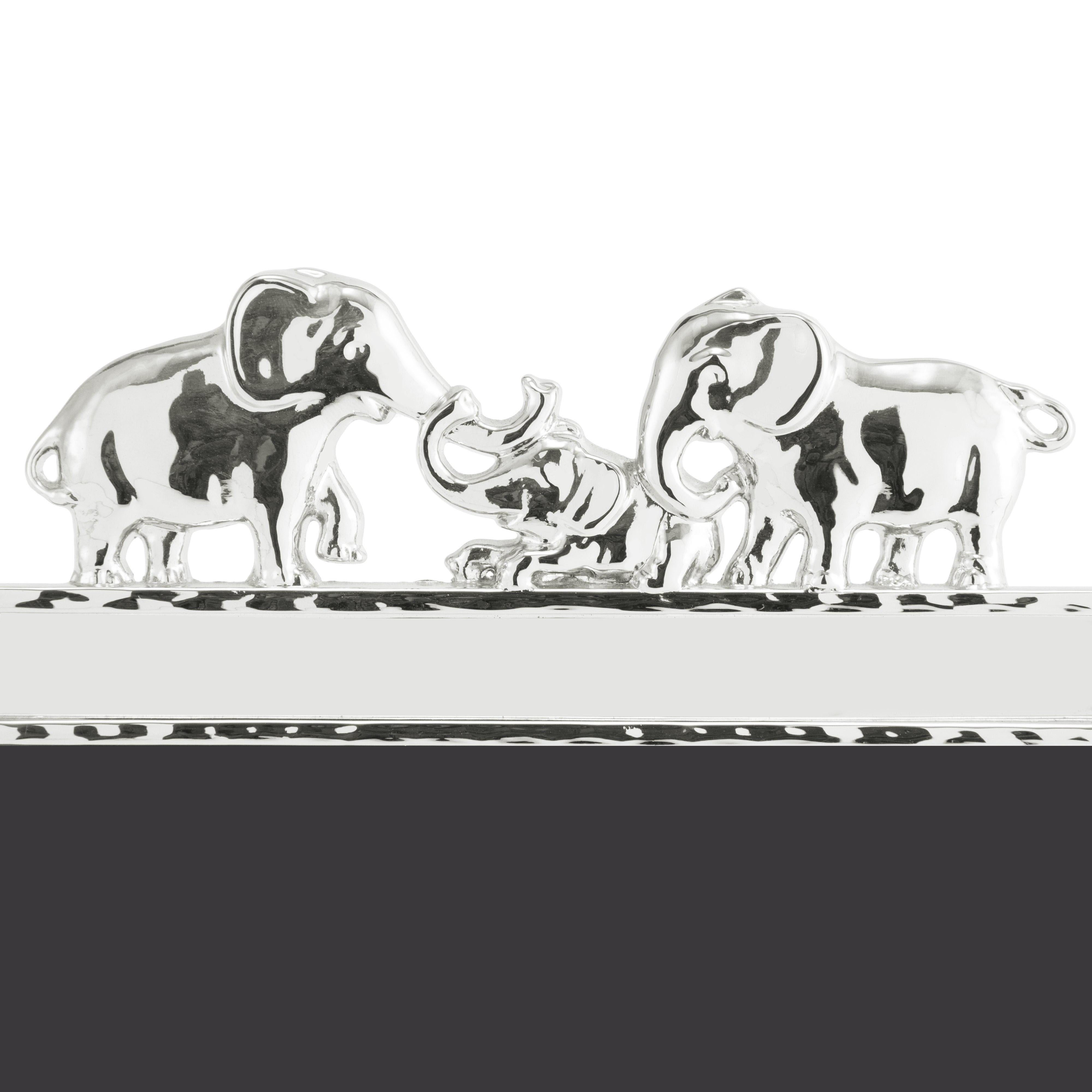 Marco de fotos de elefante en metal plateado y esmalte, tamaño pequeño Model. Moderno en venta
