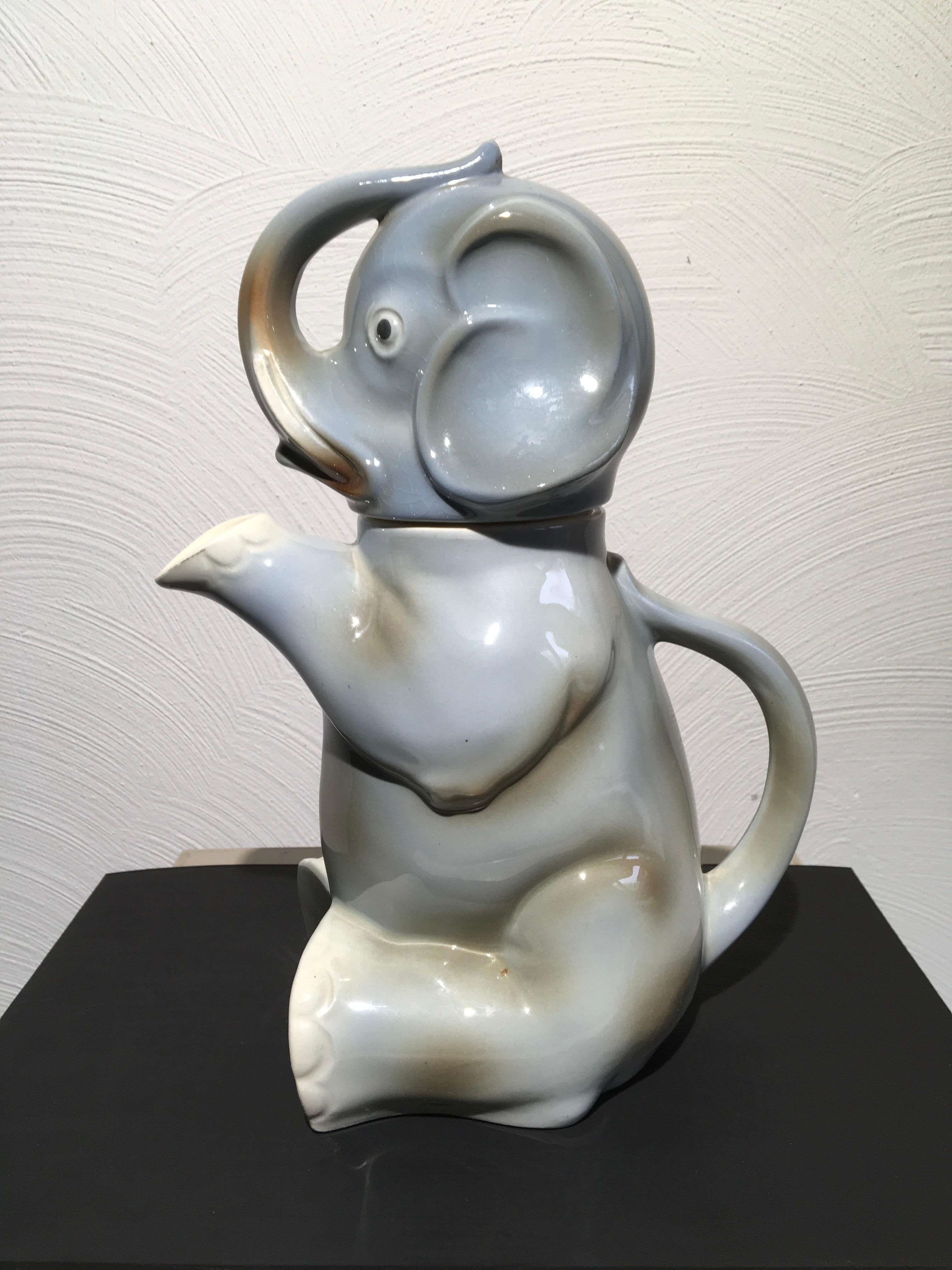 Porcelain Elephant Teapot, Elephant Pitcher, Elephant Jug, 1950s For Sale