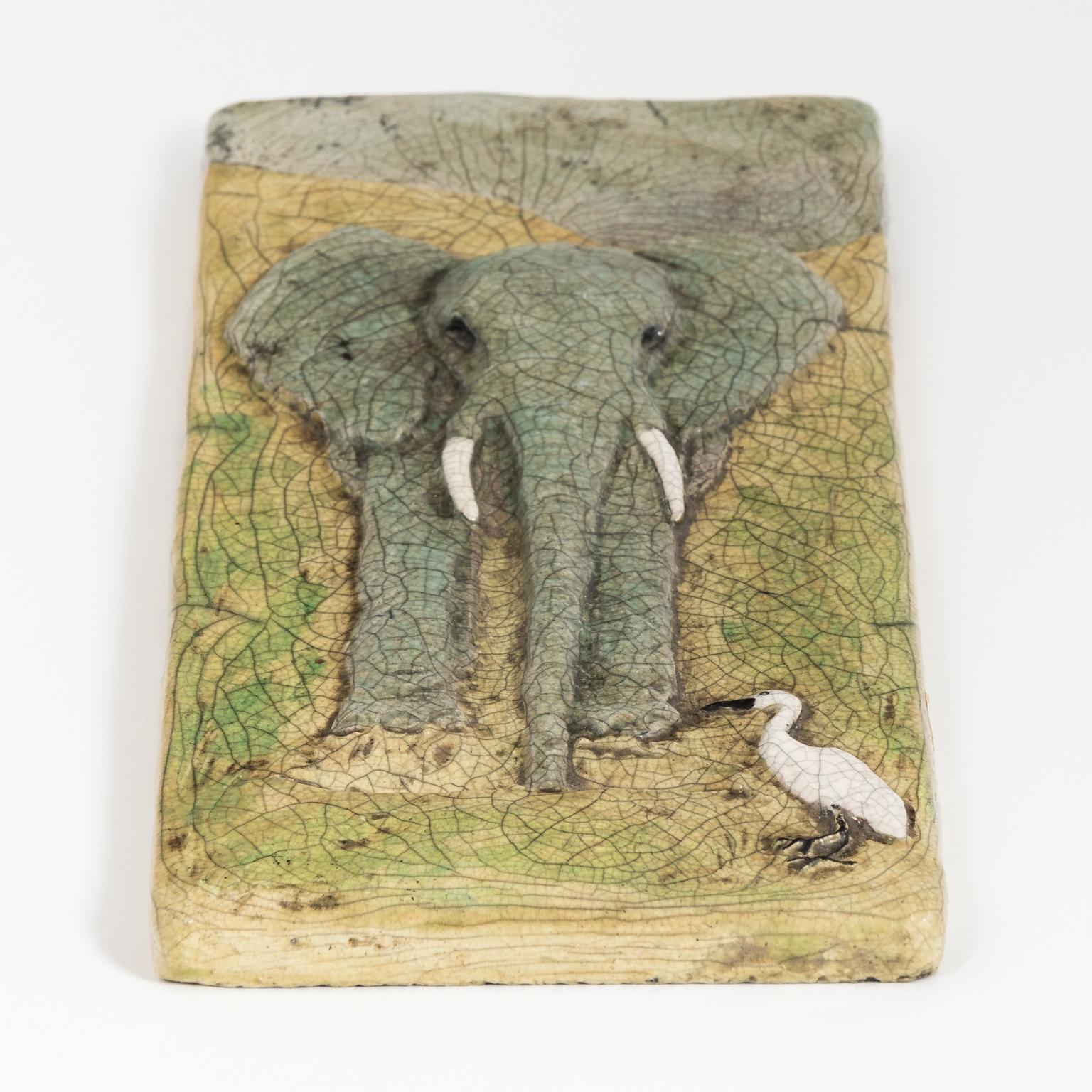 20th Century Elephant Pottery Tile by the Newcomb College Art Pottery Company