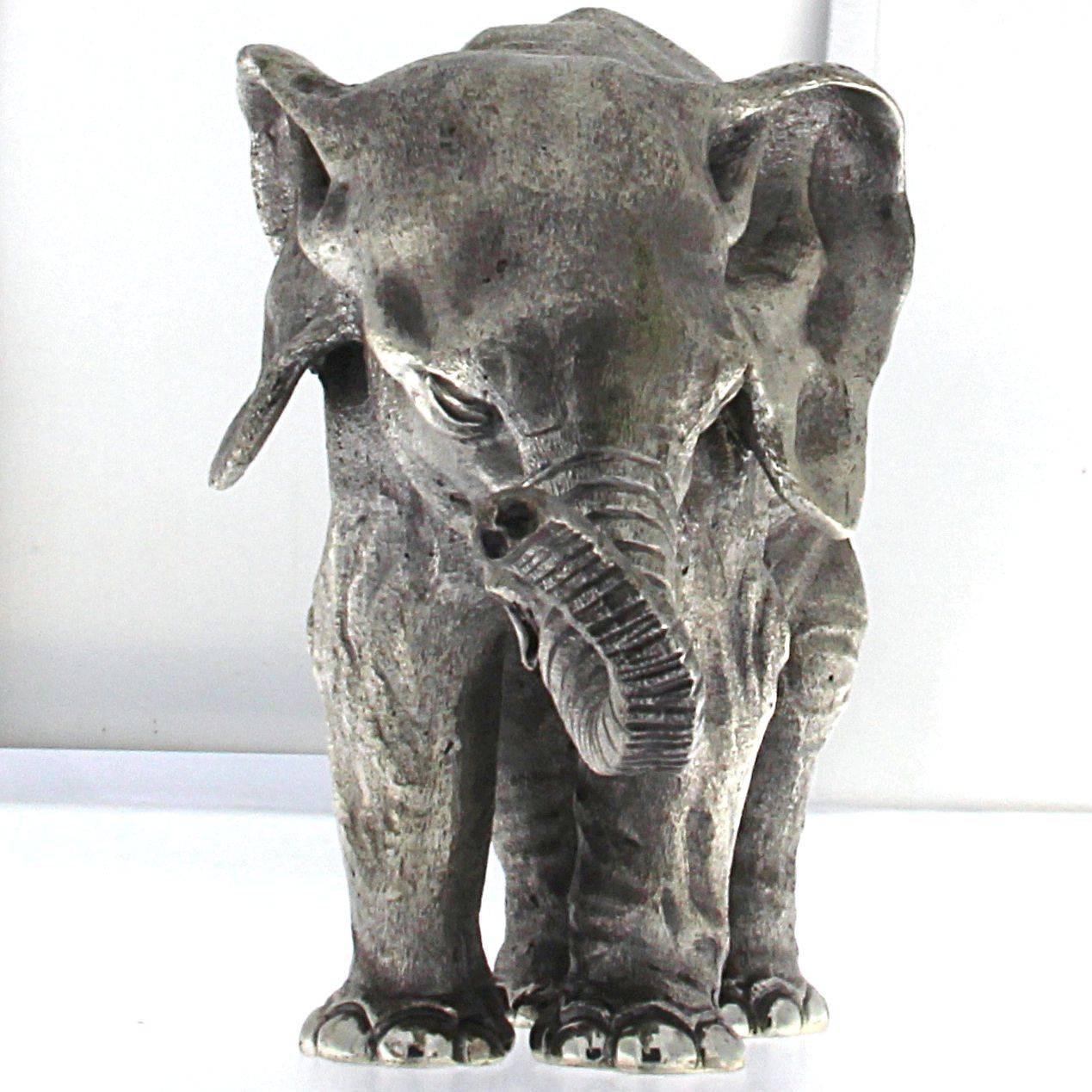 da uomo o donna Scultura di cucciolo di elefante in argento in vendita