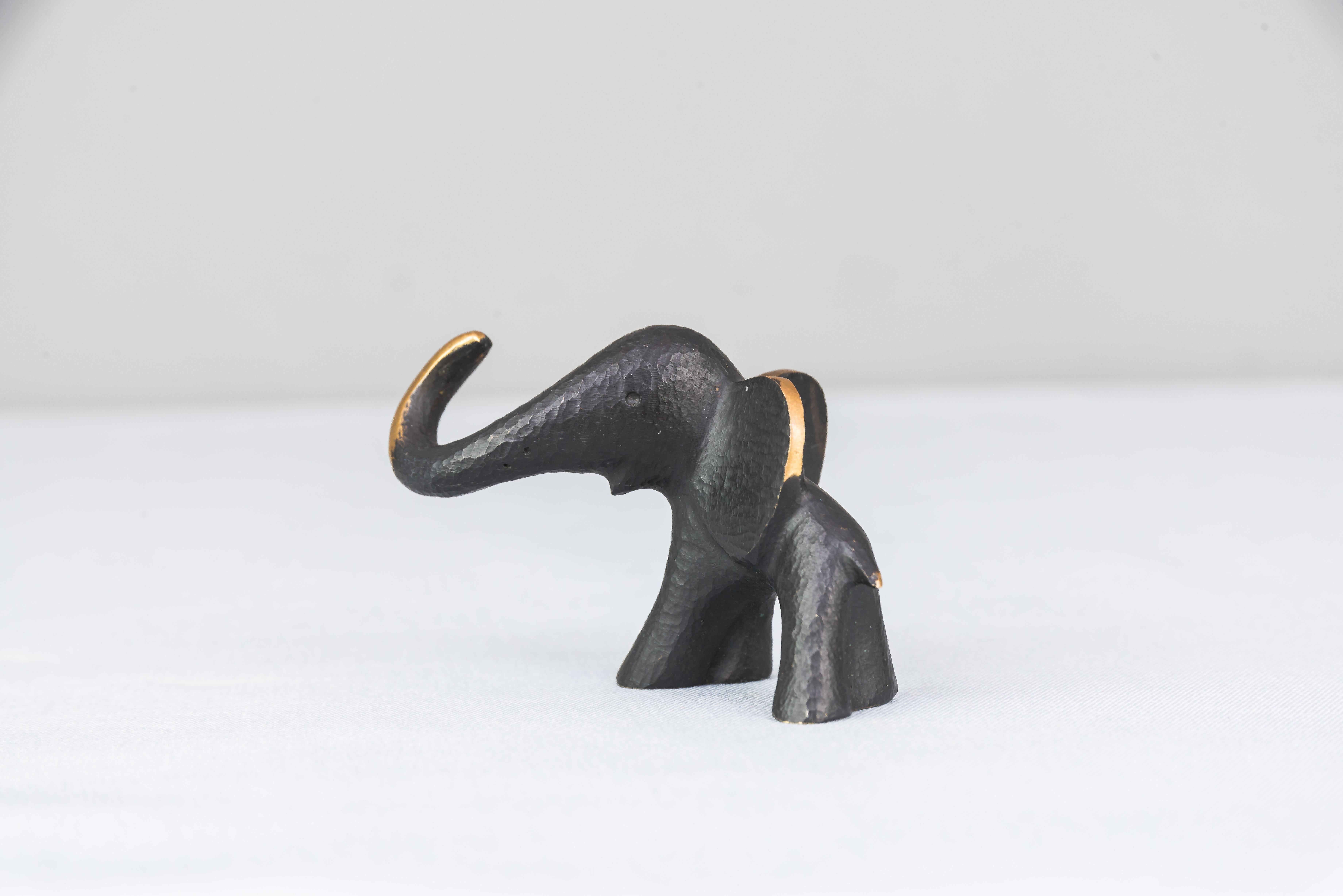 Blackened Elephant Ring Holder Figurine by Herha Baller