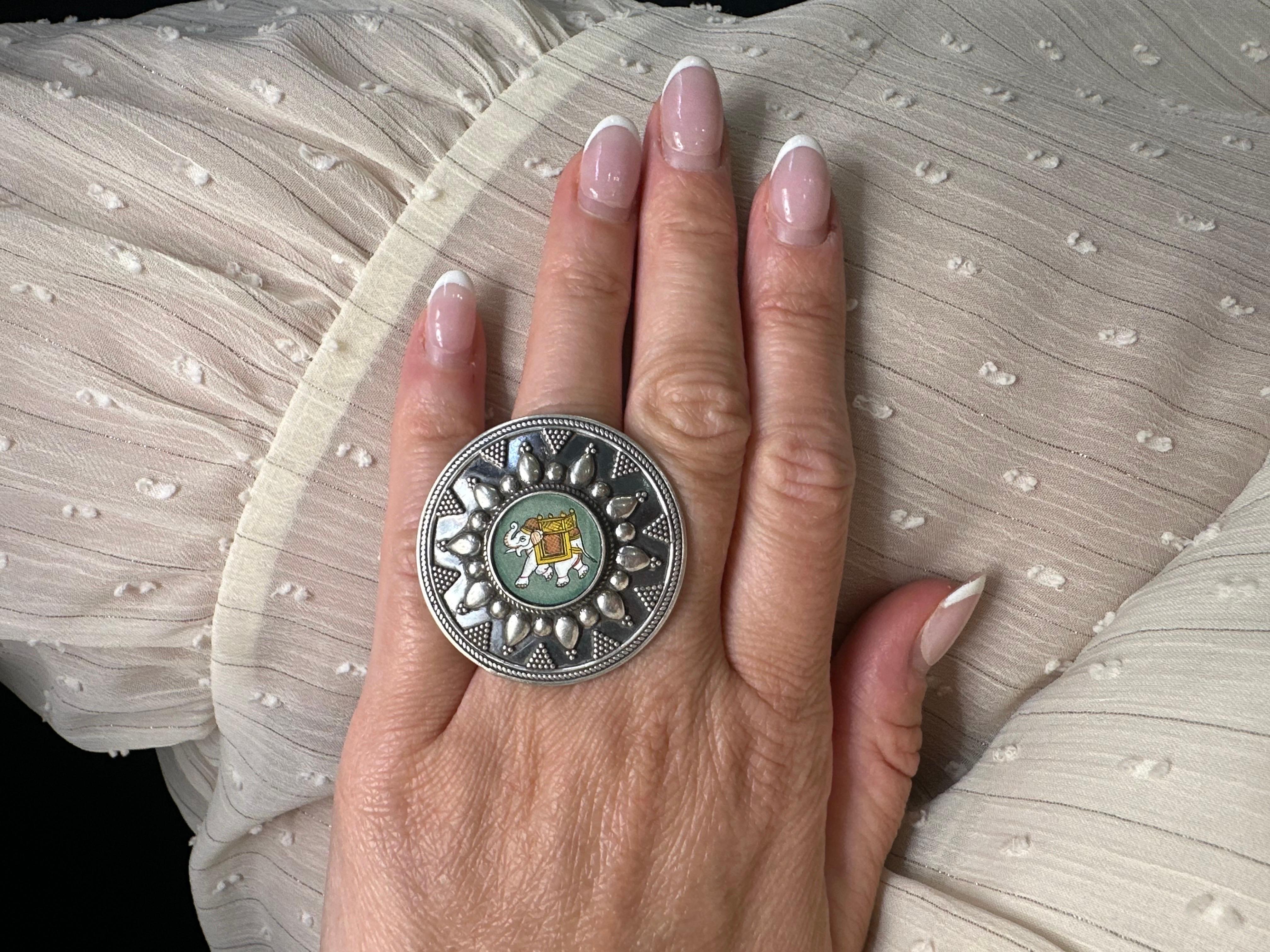 Elephant ring silver 925 handcrafted ring handmade silver ring For Sale 1