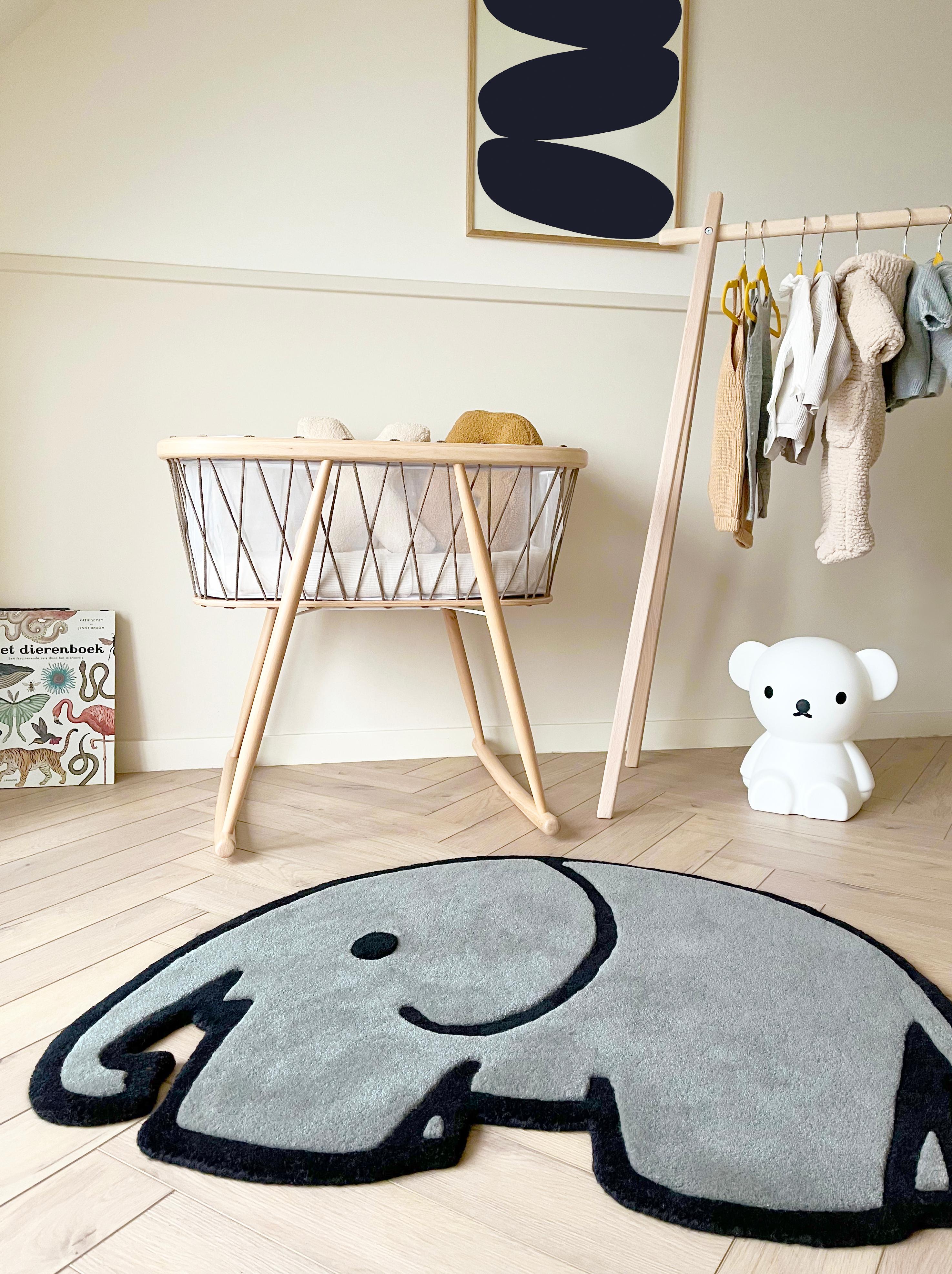Shape your nursery room with the elephant rug from the miffy rug collection. This cute, not so little friend, adds a playful and sophisticated vibe into the kids room. The rug is made in a beautiful grey tone and features different pile heights for