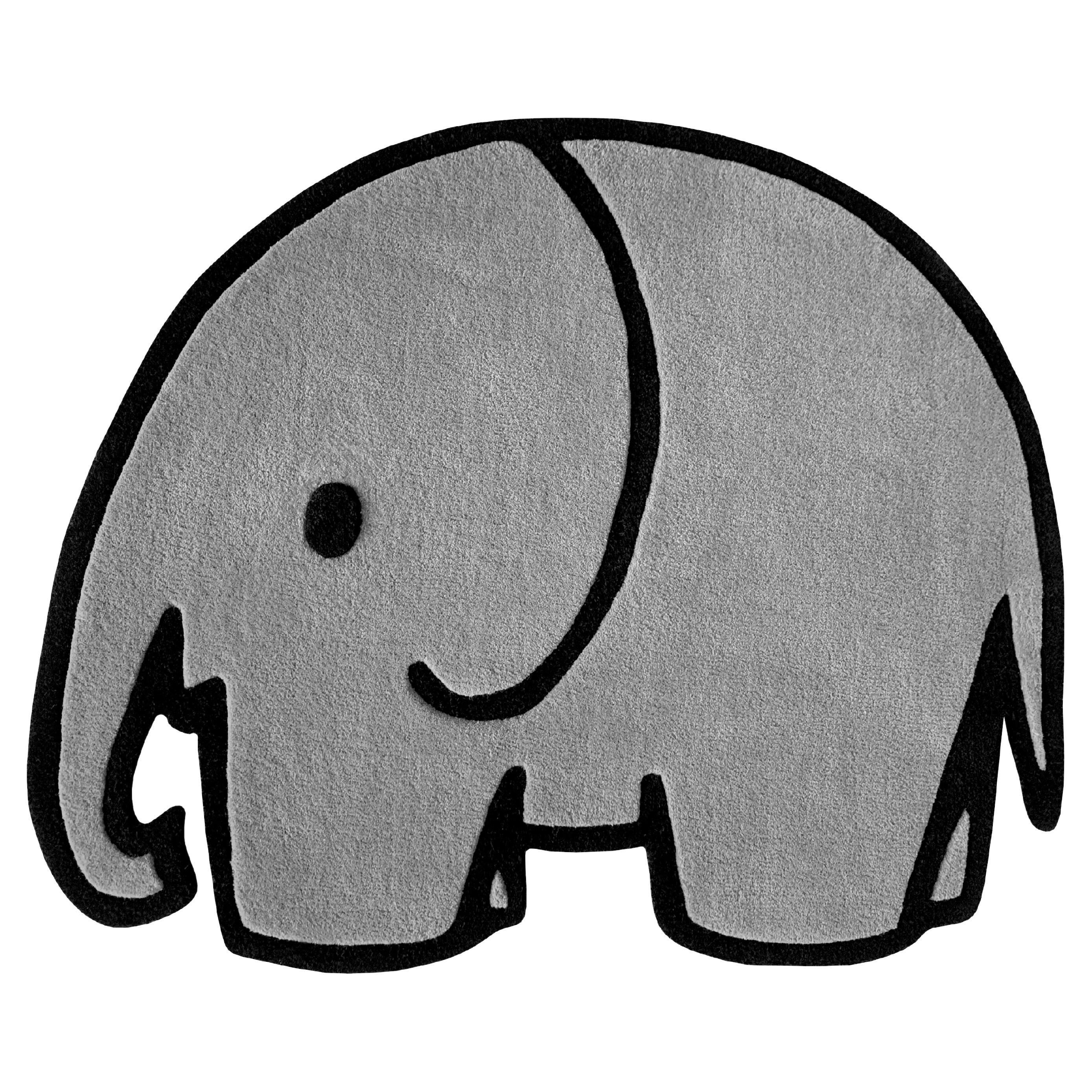 Elephant Rug, 3D Hand-tufted