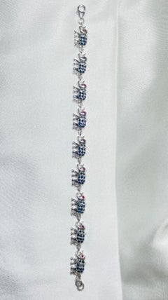 Elephant Sapphire Ruby Charm Bracelet Gift for Her in Sterling Silver Jewelry
