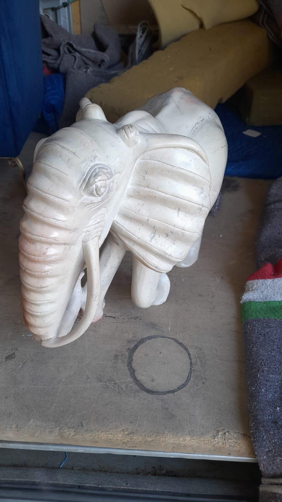 Mid-20th Century Art Deco Elephant Pink Marble Sculpture