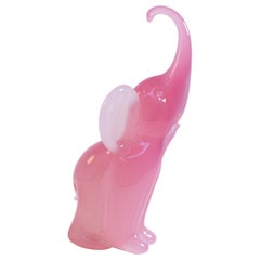 Elephant Sculpture in Pink Murano Glass by Archimede Seguso, 1950s