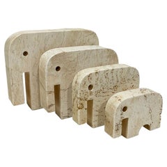 Elephant Sculptures in Travertine Stone by Fratelli Mannelli, Italy, 1970s