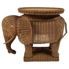 Table en osier en forme d'éléphant fabriquée par Vivai del Sud, Italie, années 1970