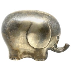 Elephant Silver Plated Metal Money Box Piggy Bank, Retro, 1960s