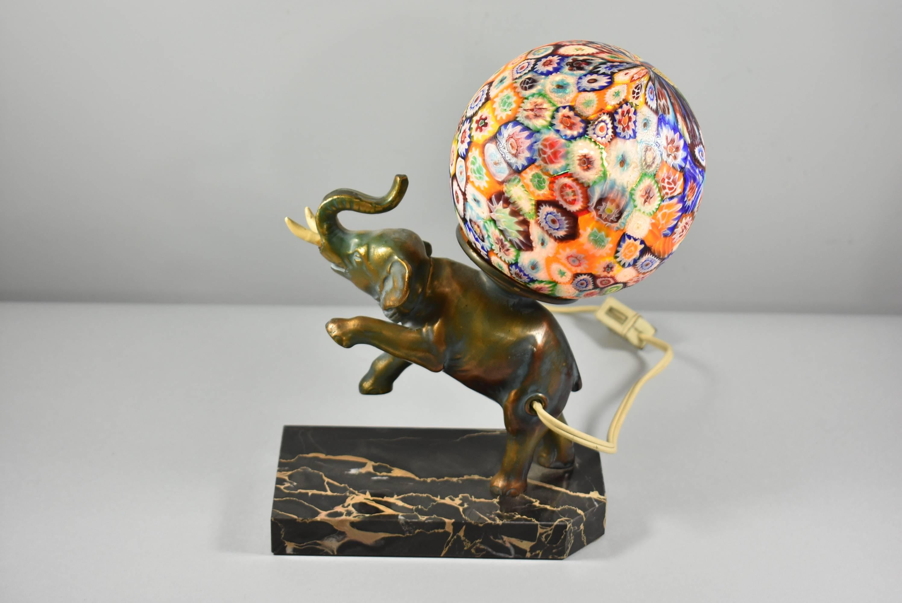 elephant stained glass table lamp