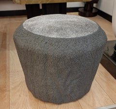 Elephant skin textured ceramic stool with skin top, by Gilles Caffier n°11/80