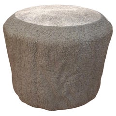 Elephant skin textured ceramic stool with skin top, by Gilles Caffier n°11/80