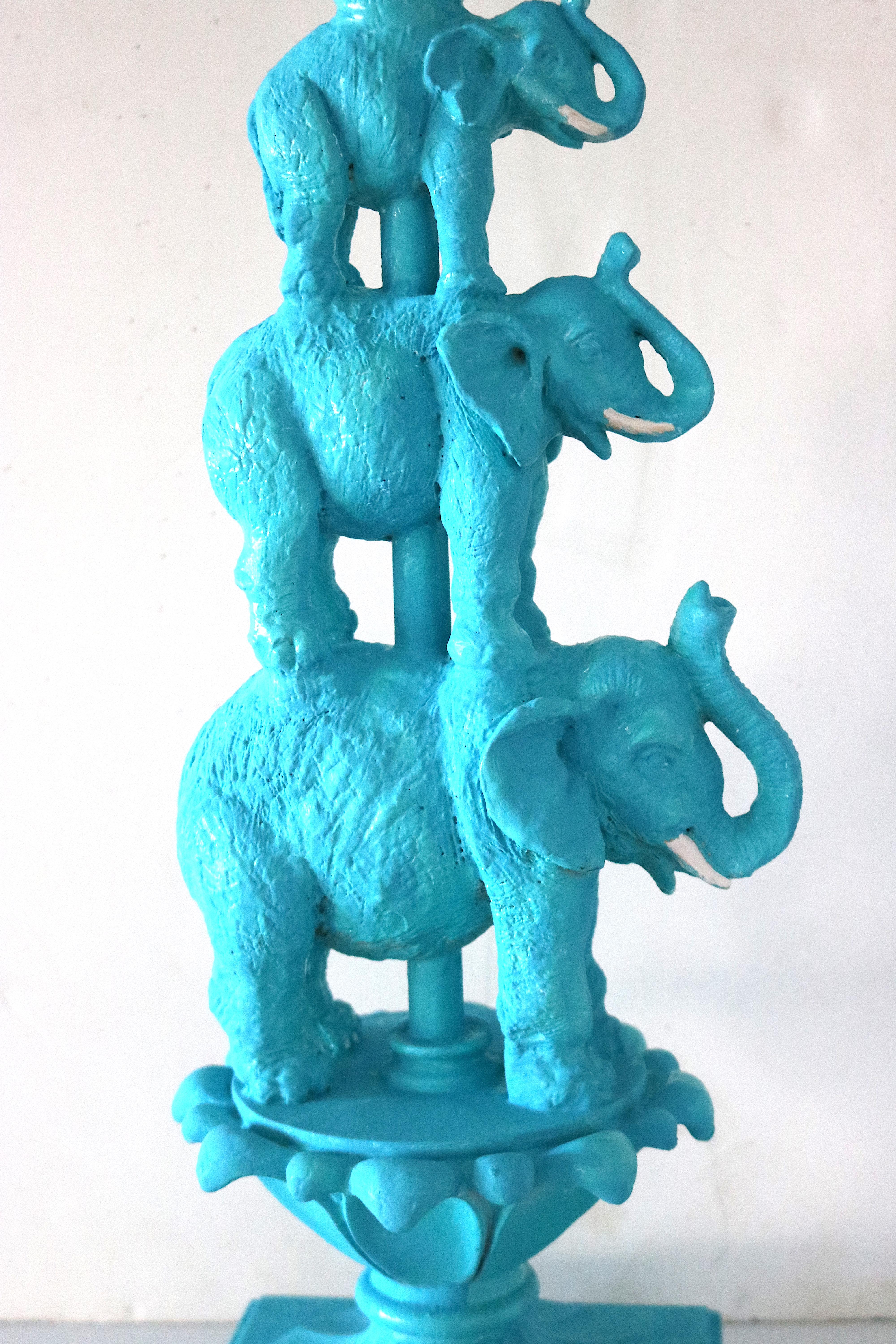 Art Deco Elephant Stacked Artisan Table Lamp- Whimsical & Joyous For Sale