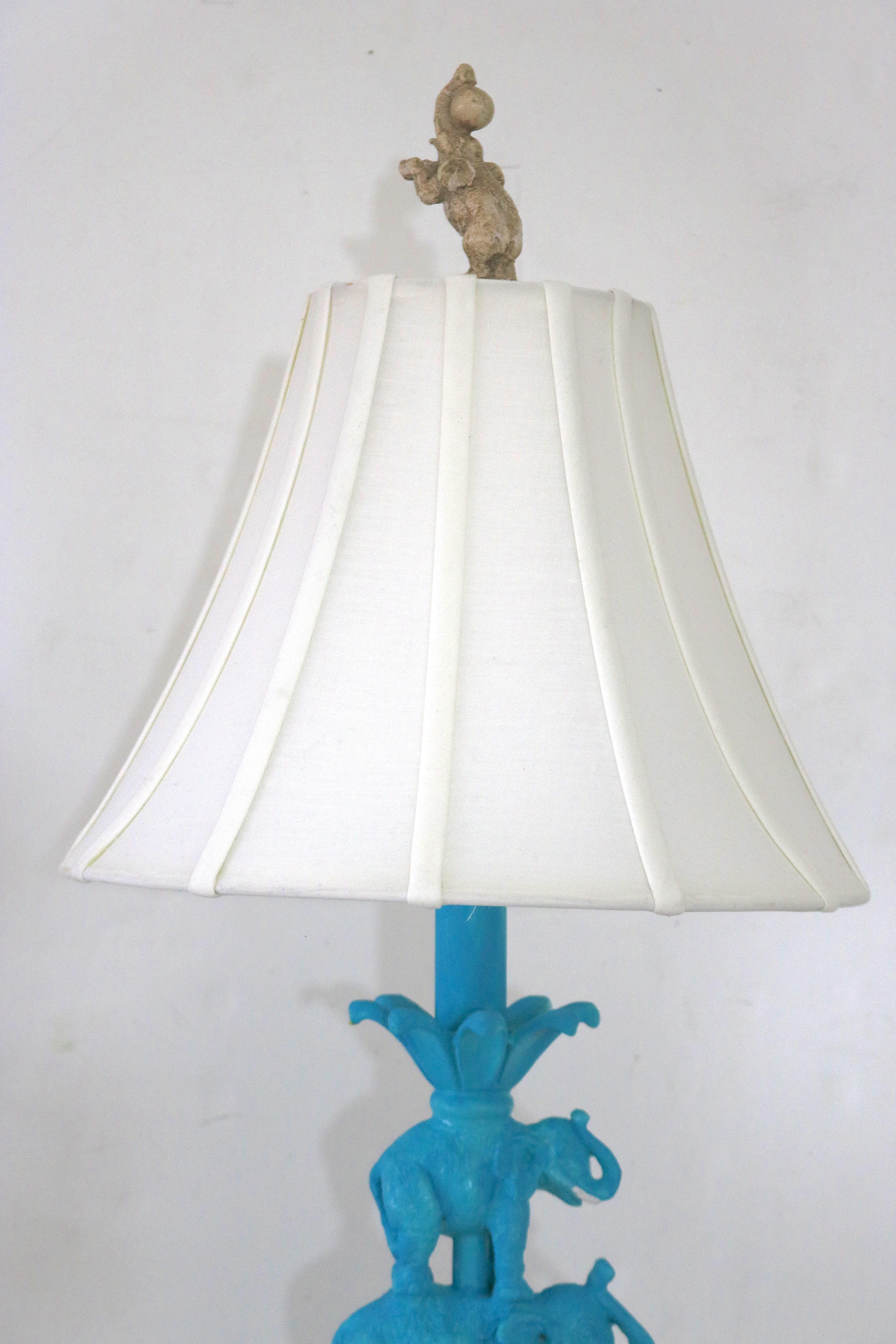 20th Century Elephant Stacked Artisan Table Lamp- Whimsical & Joyous For Sale