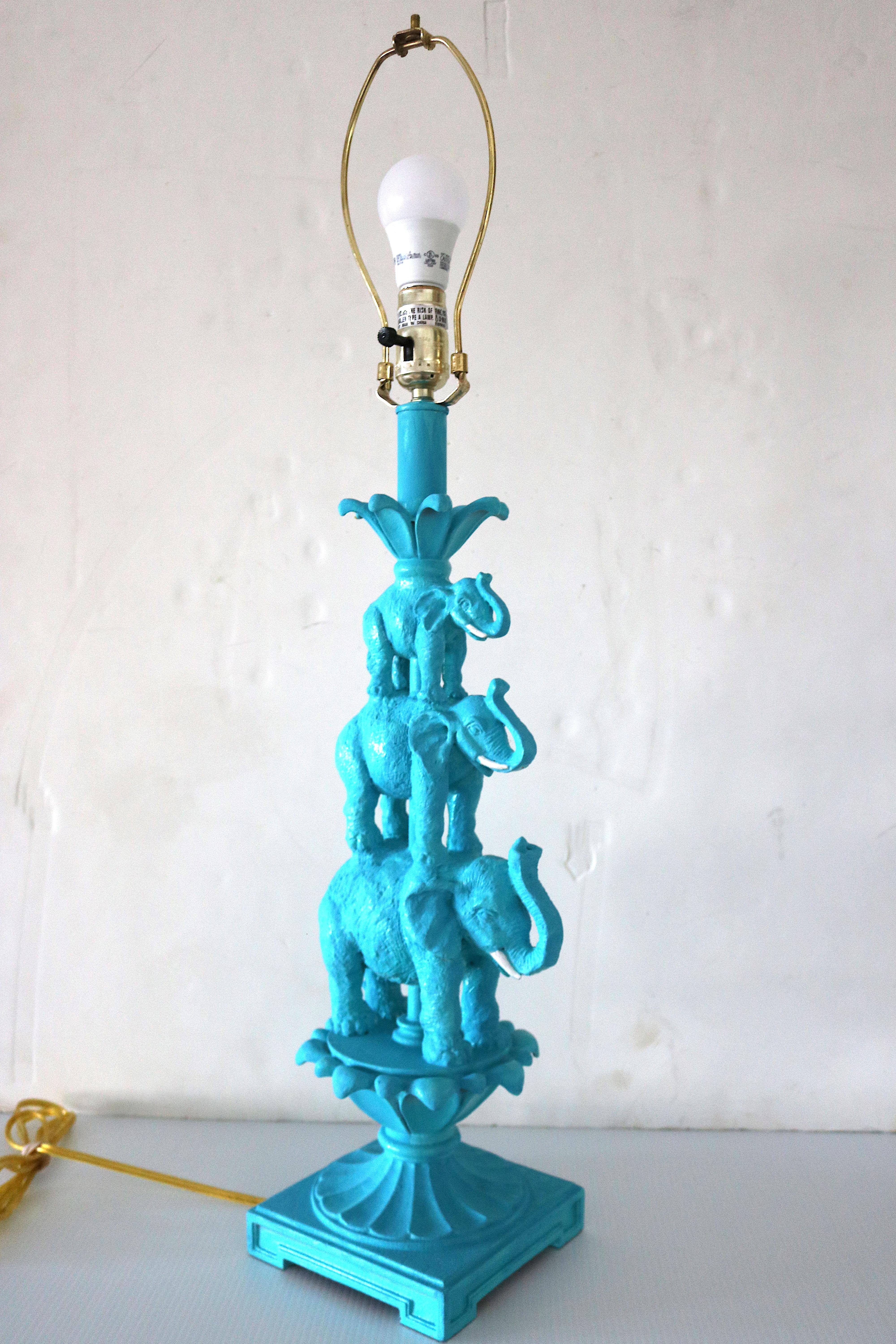 Composition Elephant Stacked Artisan Table Lamp- Whimsical & Joyous For Sale