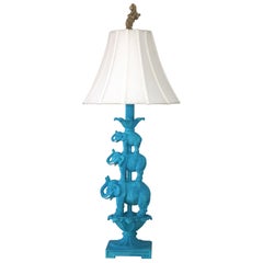 Elephant Stacked Artisan Table Lamp- Whimsical & Joyous