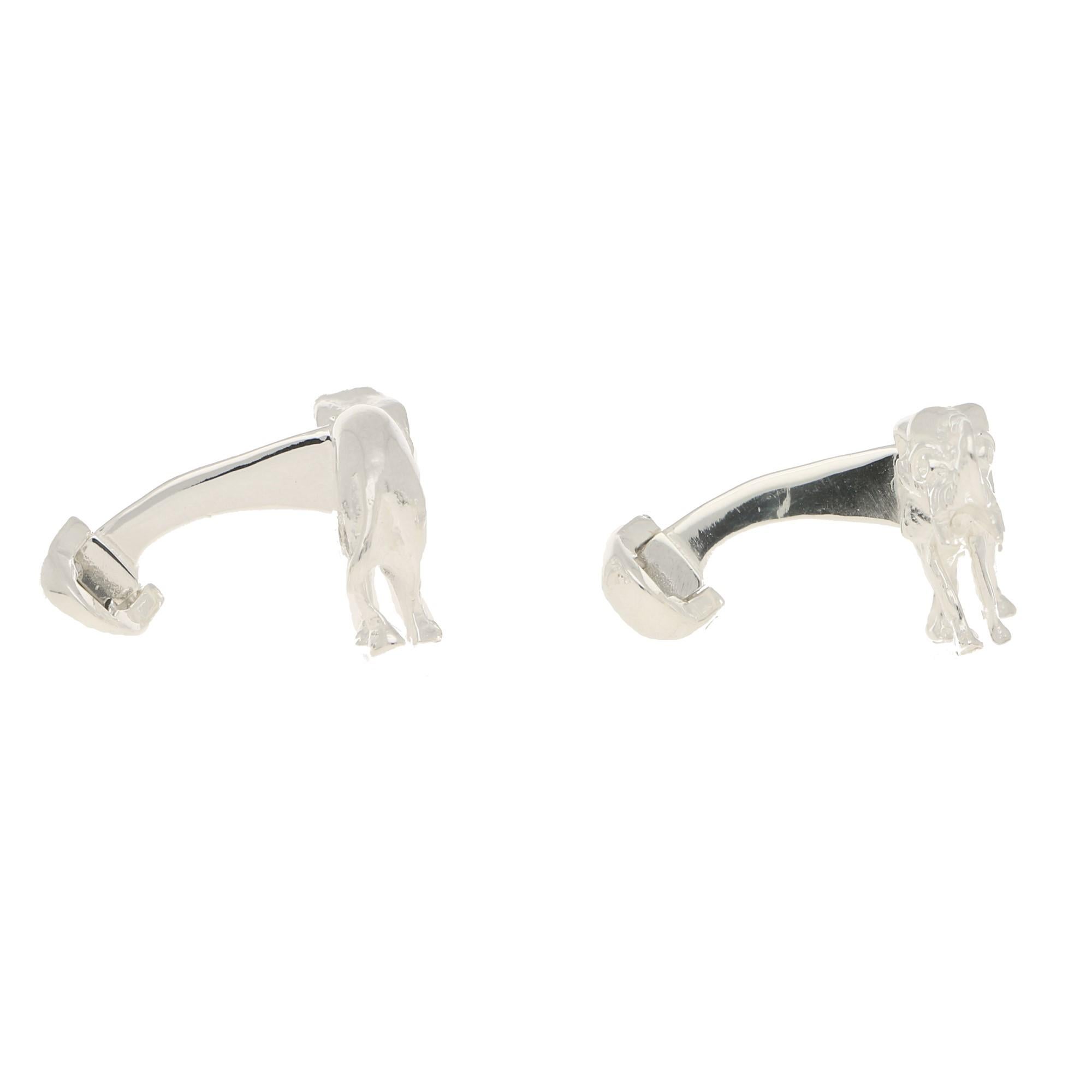Modern Elephant Swivel Cufflinks in Solid British Sterling Silver