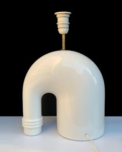 Elephant Table Lamp White Ceramic Glazed, Italy 1970s Tommaso Barbi Attributable