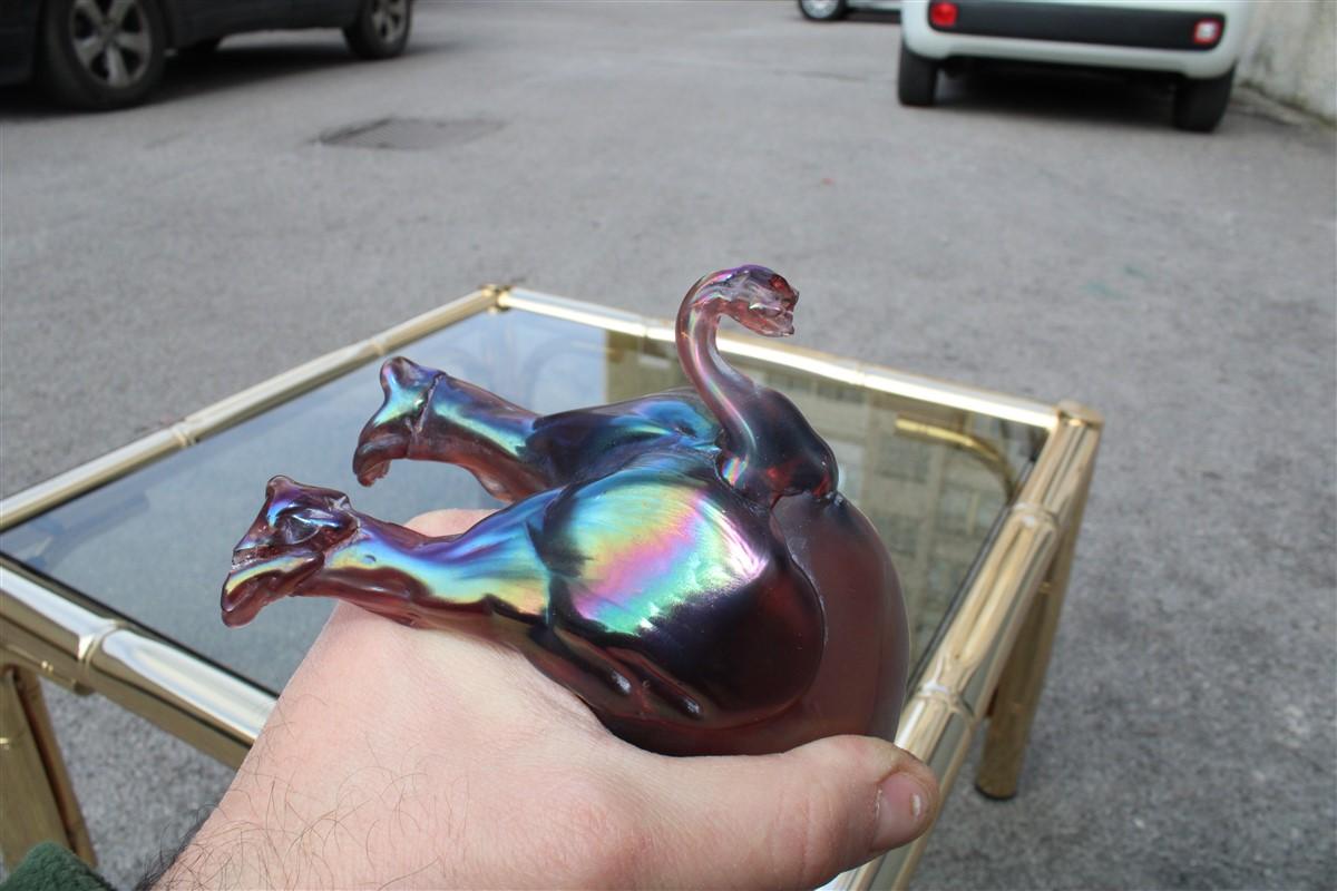 Elephant the 1930s in Murano Glass Italy Purple Design Iridescent MVM Cappelin For Sale 6