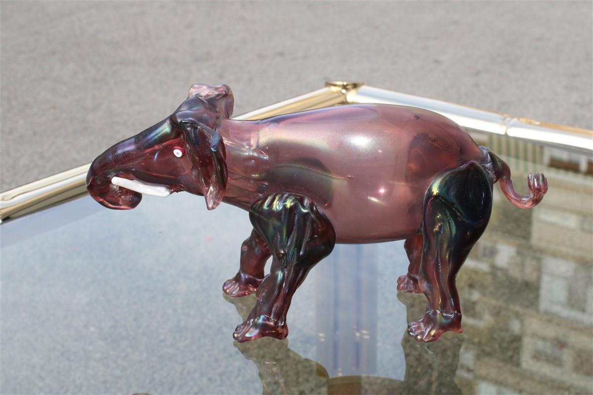 Elephant the 1930s in Murano Glass Italy Purple Design Iridescent MVM Cappelin In Good Condition For Sale In Palermo, Sicily