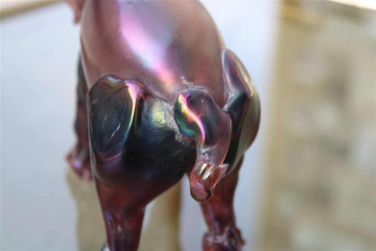 Mid-20th Century Elephant the 1930s in Murano Glass Italy Purple Design Iridescent MVM Cappelin For Sale