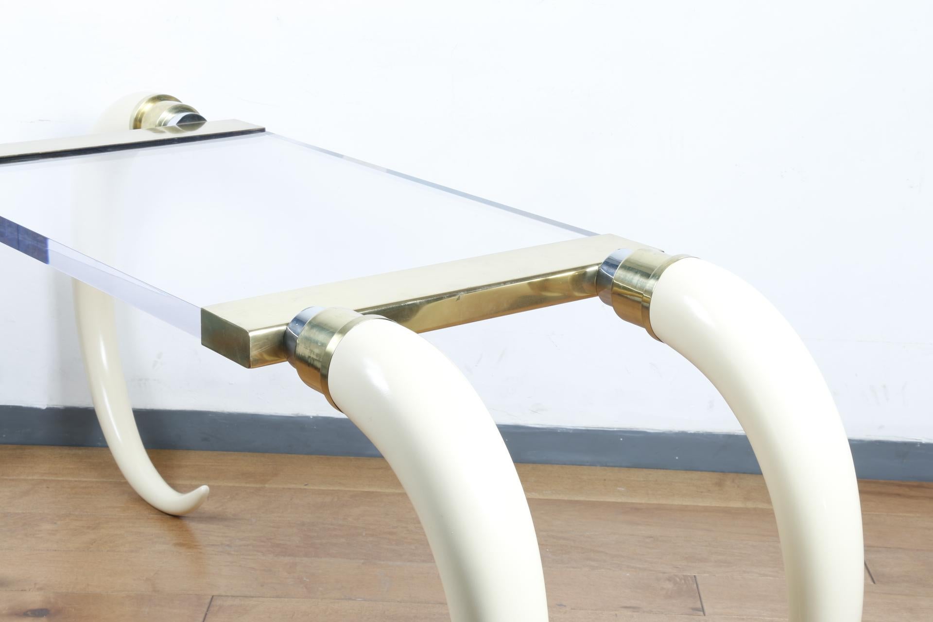 Elephant Tusks with Lucite Top Console Table by Suzanne Dahl and Jerry Barrich 7