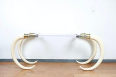 Konsolentisch aus Elefantenleder mit Lucite-Platte von Suzanne Dahl und Jerry Barrich