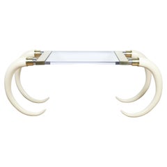 Elephant Tusks with Lucite Top Console Table by Suzanne Dahl and Jerry Barrich