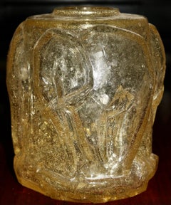 Glass Elephant Vase manner of Pierre D'Avesn
