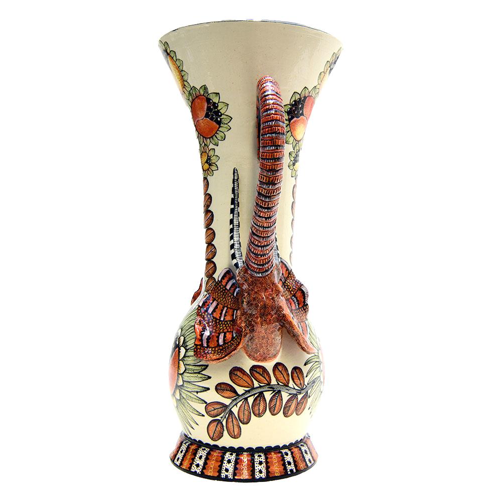 Modern Hand-made Ceramic Elephant Vase with handles, made in South Africa