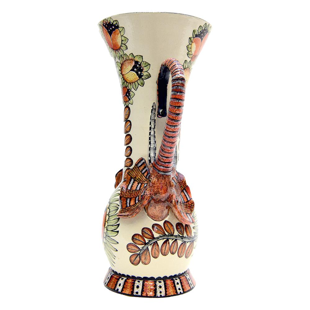 African Hand-made Ceramic Elephant Vase with handles, made in South Africa