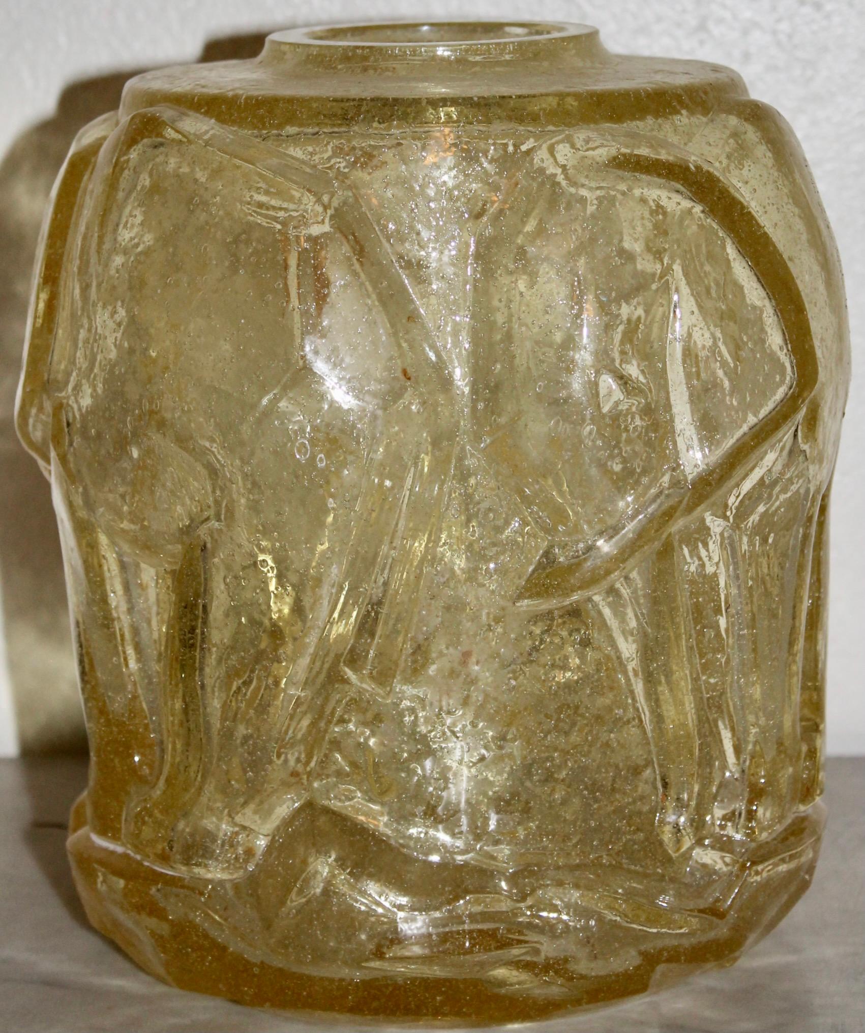 Mid-20th Century Glass Elephant Vase manner of Pierre D'Avesn