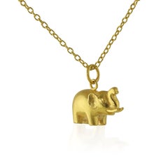 Ico & the Bird & Turquoise Mountain Myanmar Elephant 22k Gold Pendant