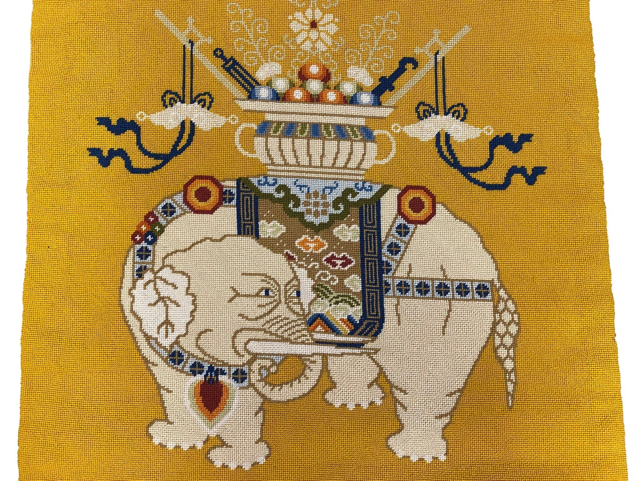 Wandteppich mit Elefantenmotiv aus Gobelinstickerei - 5'-2
