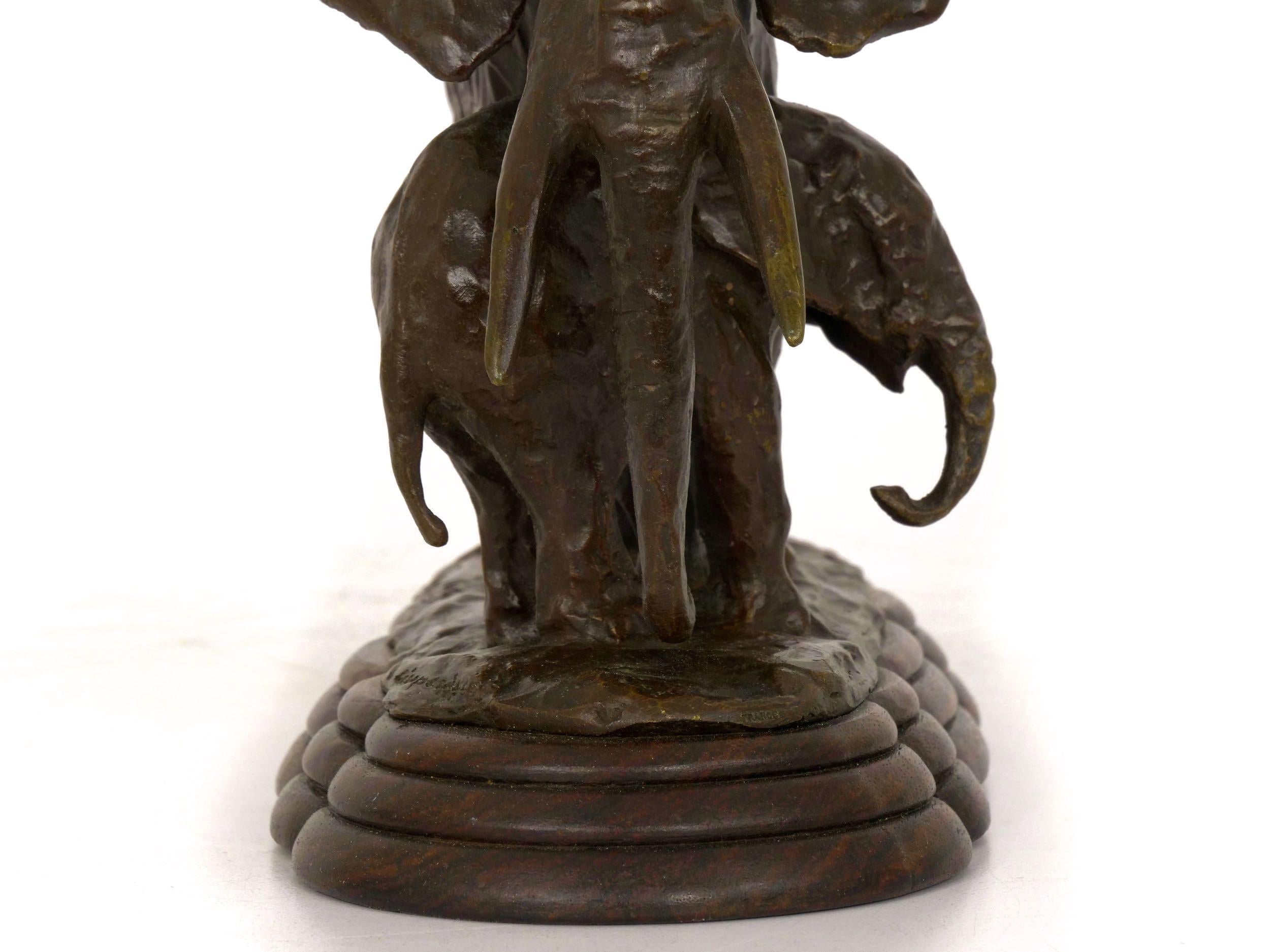 “Elephant with its Young” French Modernism Bronze Sculpture by Ary Bitter 11