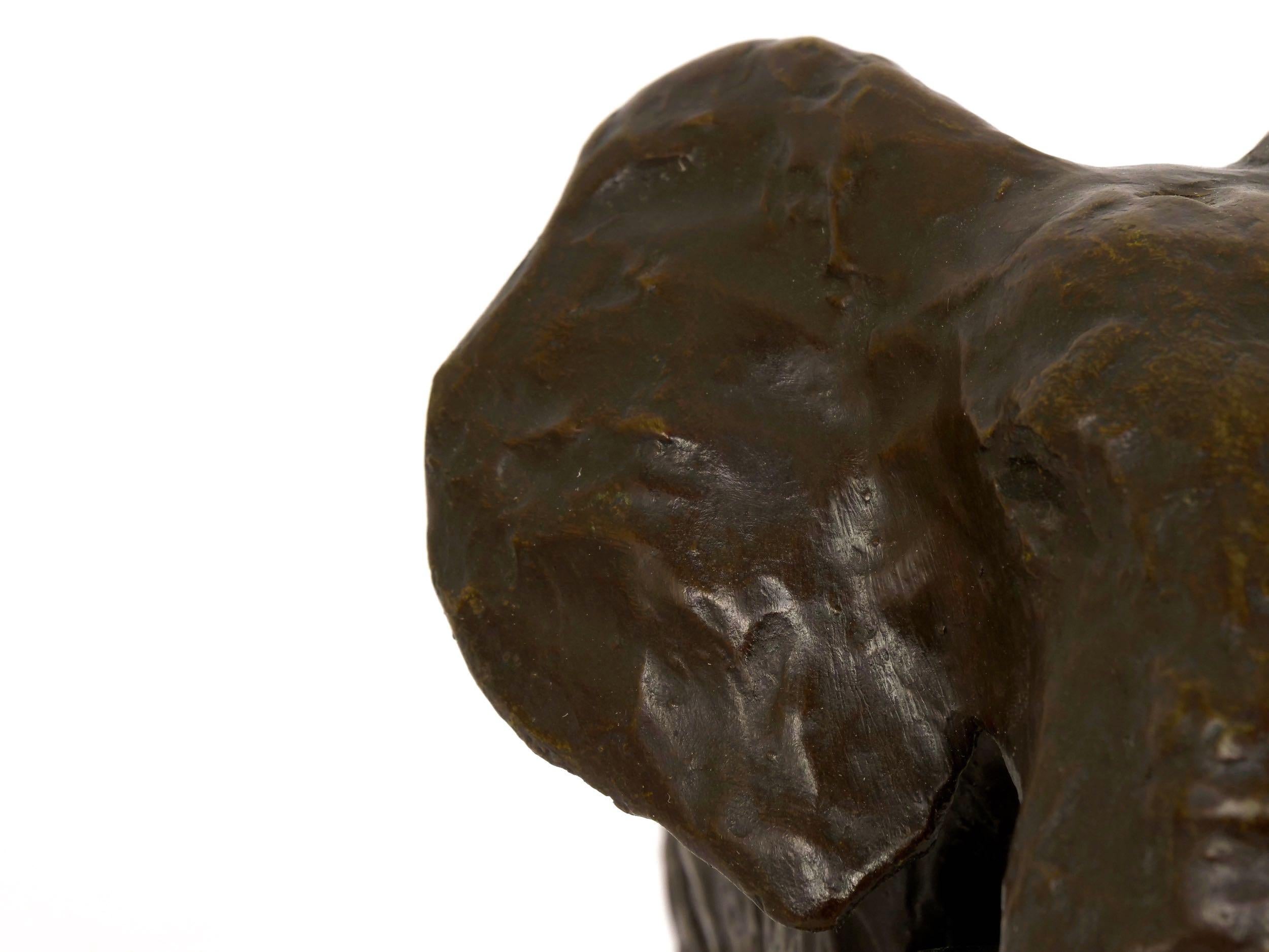 “Elephant with its Young” French Modernism Bronze Sculpture by Ary Bitter 12