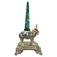 Antique Elephant with obelisk, English 19th century, signed
