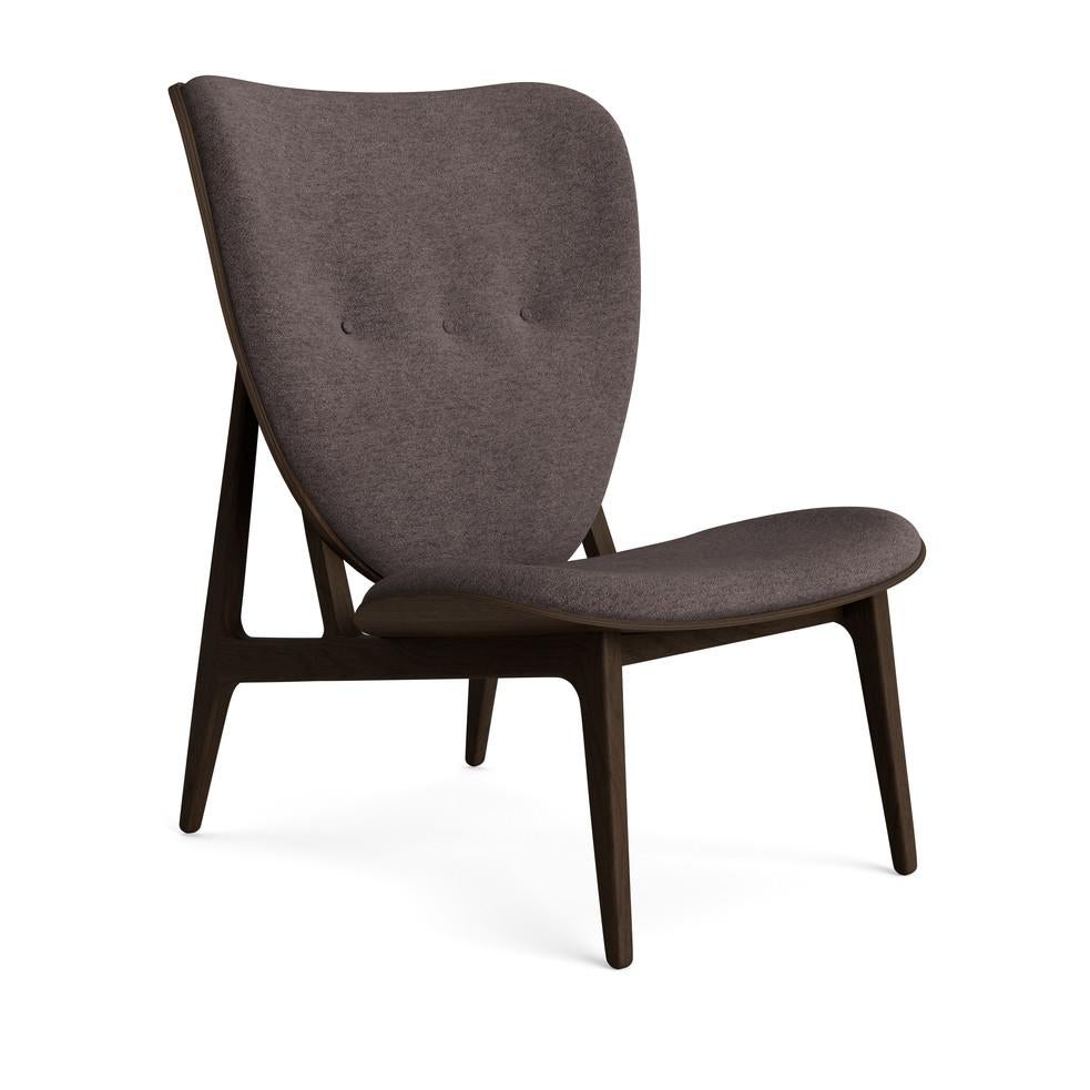 Scandinavian Modern 'Elephant' Wood Lounge Chair by Norr11, Dark Smoked Oak, Barnum Bouclé, Brown For Sale