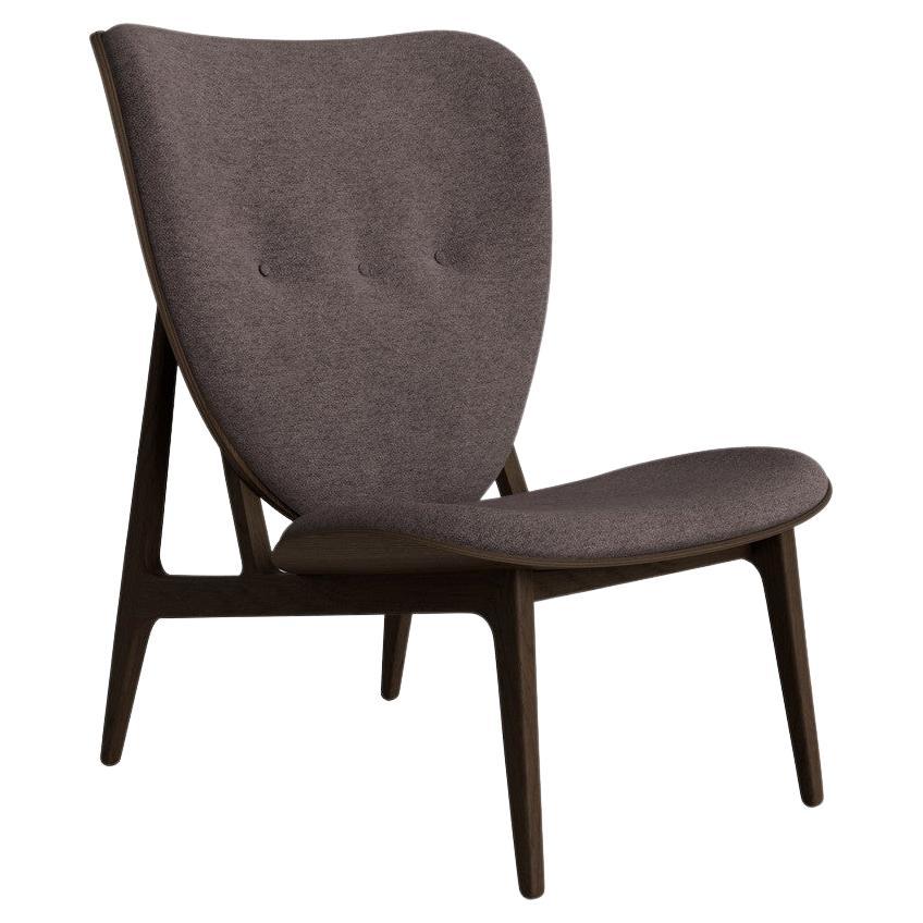 'Elephant' Wood Lounge Chair by Norr11, Dark Smoked Oak, Barnum Bouclé, Brown For Sale