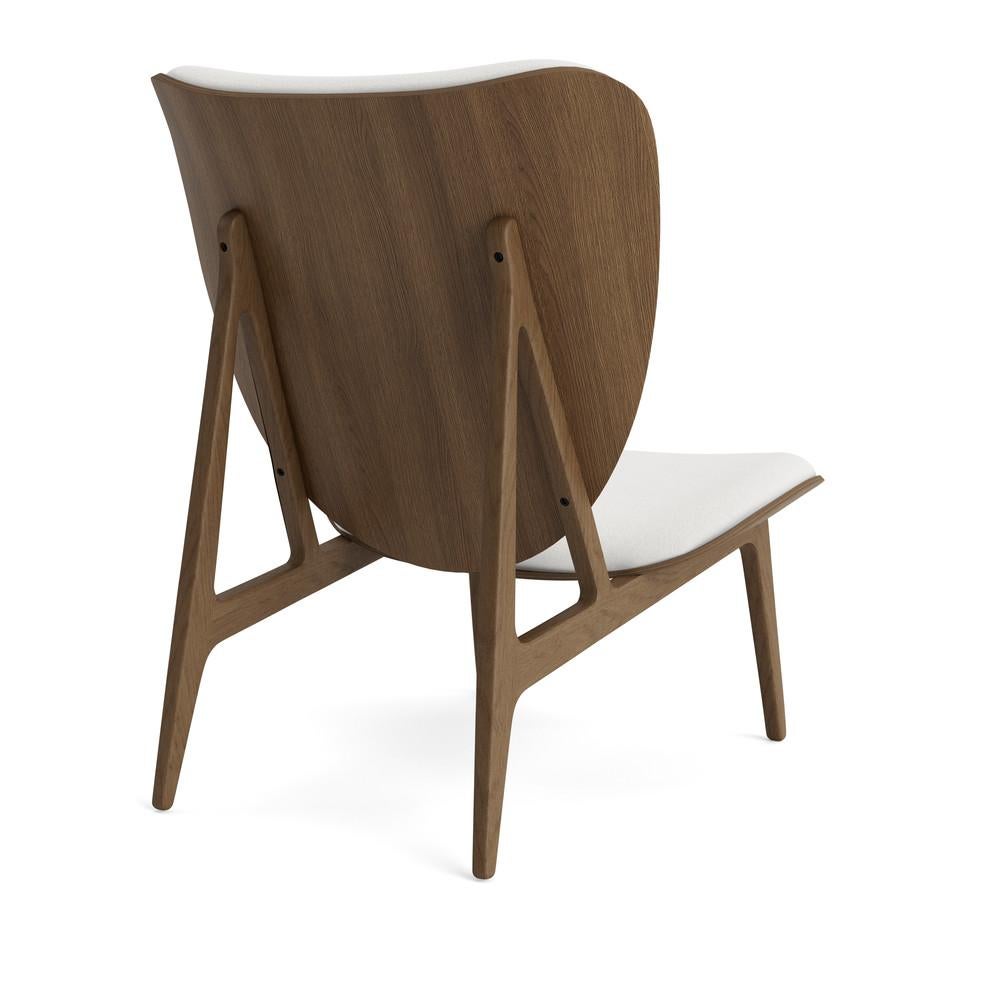 Scandinavian Modern 'Elephant' Wood Lounge Chair by Norr11, Light Smoked Oak, Barnum Bouclé, White For Sale