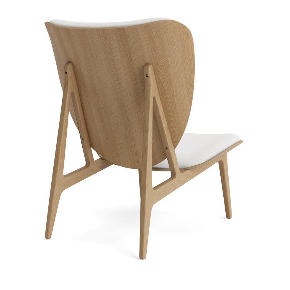 Scandinavian Modern 'Elephant' Wood Lounge Chair by Norr11, Natural Oak, Barnum Bouclé, White For Sale