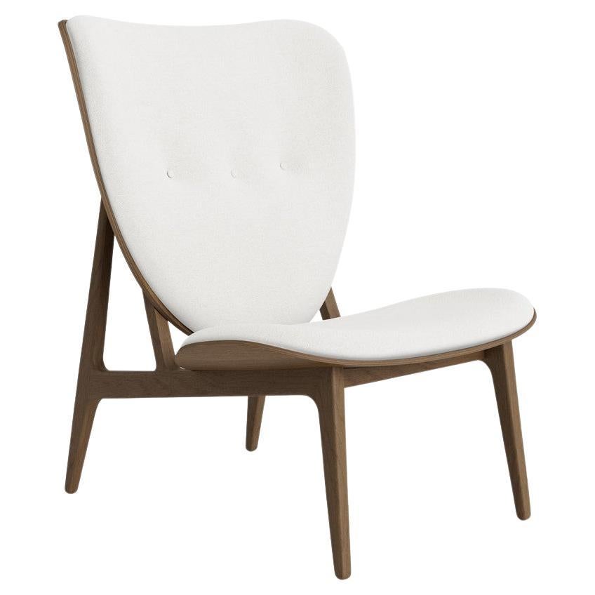 'Elephant' Wood Lounge Chair by Norr11, Light Smoked Oak, Barnum Bouclé, White For Sale