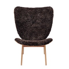 'Elephant' Wooden Lounge Chair by Norr11, Natural Oak, Sheepskin