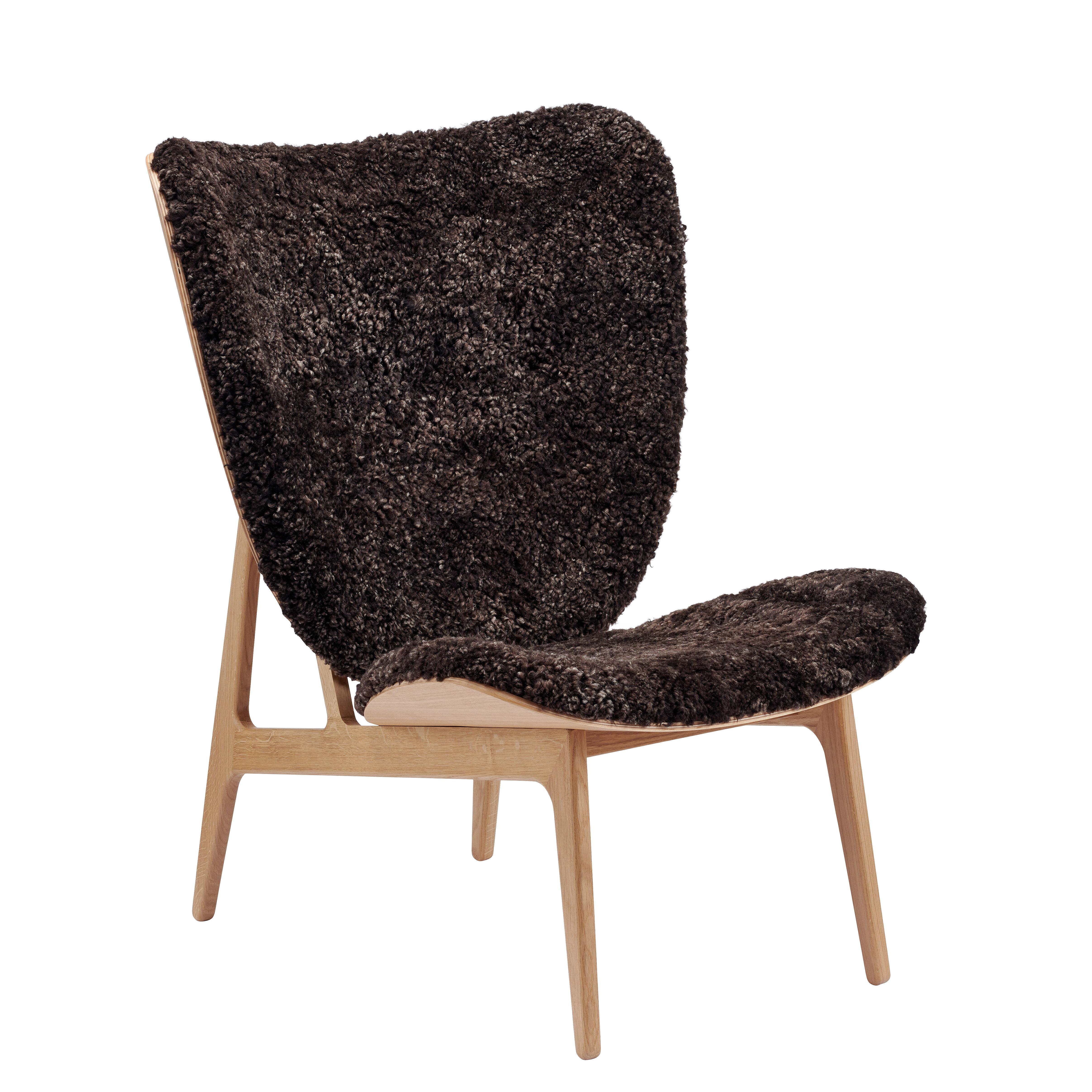 Scandinavian Modern 'Elephant' Wooden Lounge Chair by Norr11, Natural Oak, Sheepskin For Sale