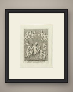Escultura de las cuevas de Elephanta en la estación 4, grabado antiguo de Niebuhr, 1780