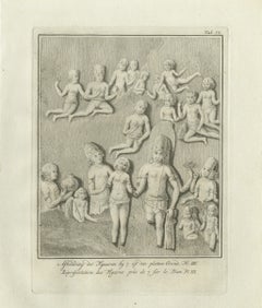 Elephanta Cave Sculpture at Station 7, Antique Niebuhr Print, 1780