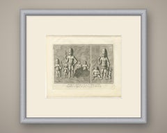 Elephanta Cave Sculptures at Stations 13 and 14, Antique Print, 1780