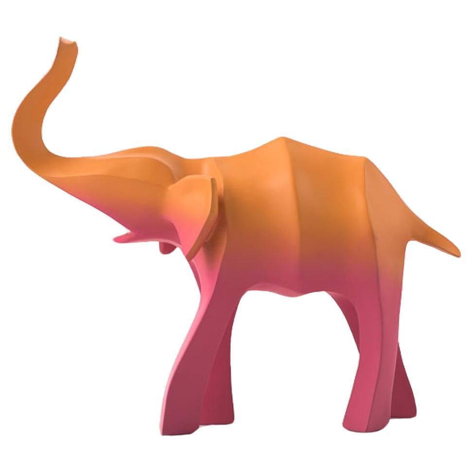 The Fiberglass Gradient Elephant Sculpture by Kunaal Kyhaan is part of a collection of sculptures that are inspired by Indian mythology and by exotic animals that are indigenous to India. 
Each animal is hand cast and reinterpreted into